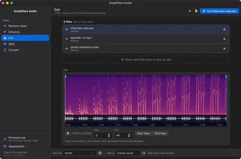 Cut with a picture of the sound, in dark