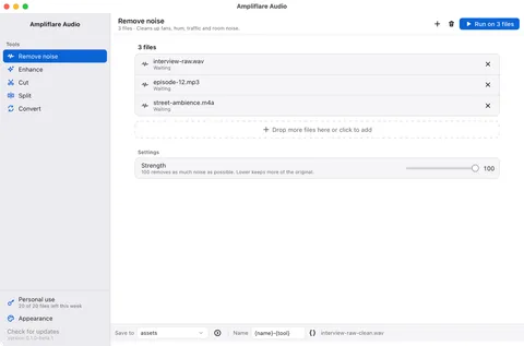 Remove noise from a batch of recordings